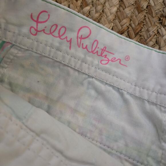 Lilly Pulitzer The Buttercup Double Trouble Scallop Hem Shorts Sz 0 Blue‎ Pink - Picture 4 of 5